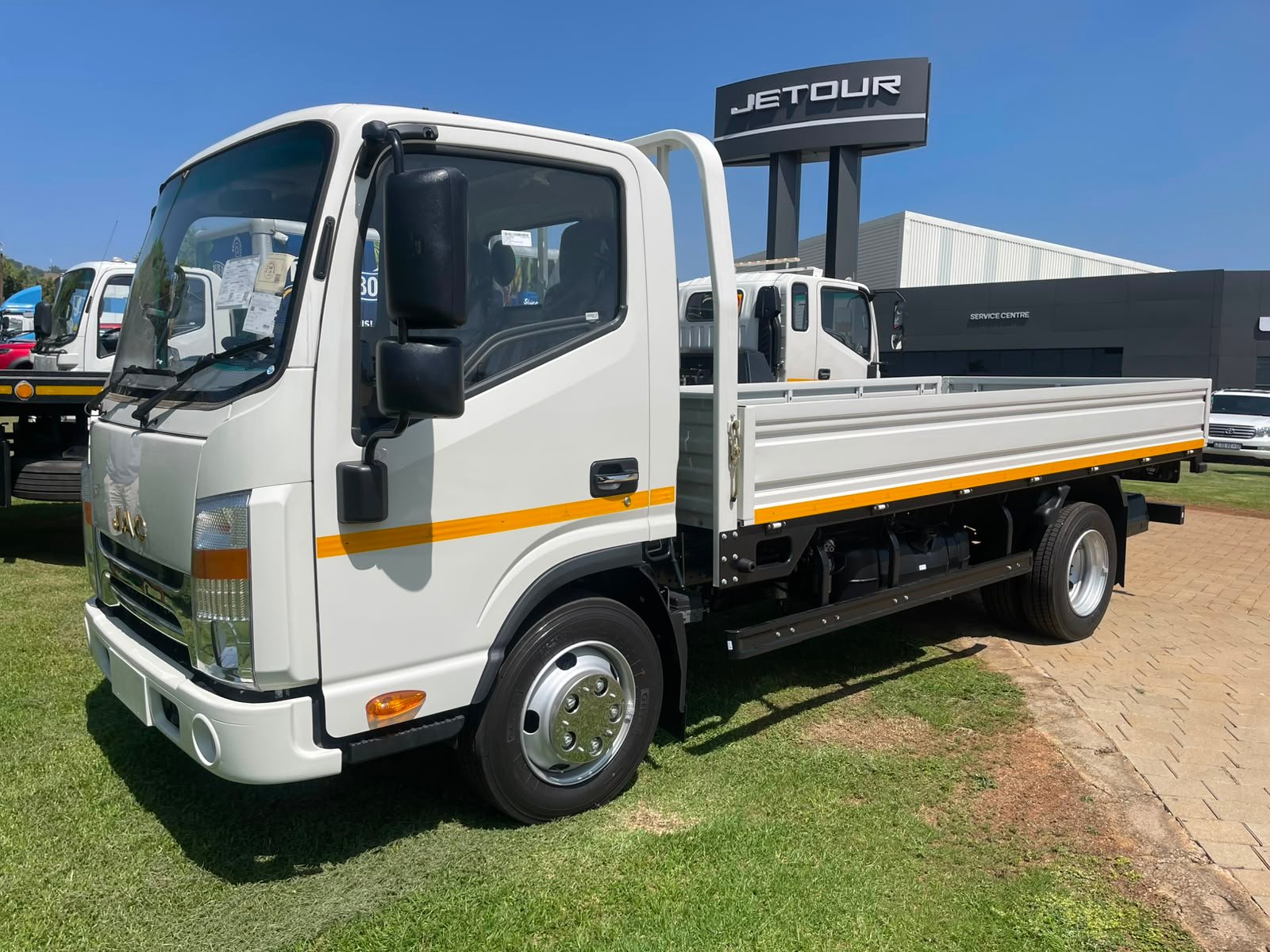 White flatbed commercial truck